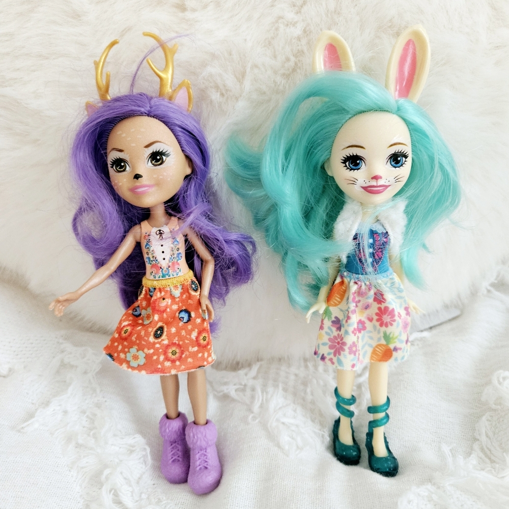 2 Enchantimals Dolls Garden Magic Danessa Deer & Fluffy Bunny